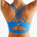 RUNNING GIRL Sports Bra for Women, Medium-High Support Criss-Cross Back Strappy Padded Sports Bras Supportive Workout Tops, blue, size: M 