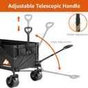Collapsible Wagon Cart with Wheels Foldable - Folding Utility Heavy Duty Wagons Carts for Grocery Sports Garden Shopping Camping Wheelbarrows (Black200L)