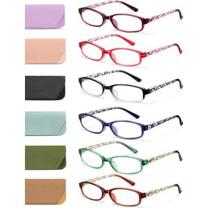 Reading Glasses for Women,6 Pack Blue Light Blocking Glasses for Women,Fashion Readers with Spring Hinge Eyeglasses (C1 Mix Color)
