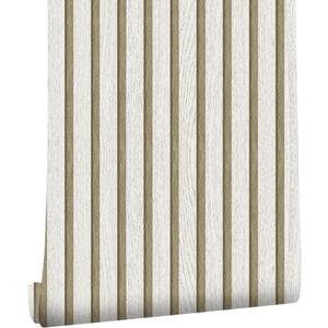 Wallpaper Peel and Stick Wood Grating Stripe Self-Adhesive Wallpaper Faux Wood Contact Paper Wood Slats Self Adhesive Wall Paper PVC Vinyl Film Removable Waterproof (Wood C, 17.3" x 393")