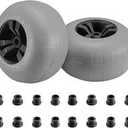 Beach Balloon Wheels, 13" Flat-Free Solid PU Beach Cart Tires Replacement Big Sand Wheels for Beach Buggy, Kayak Trolley, Canoe Cart, Rolling Walker, Garden Cart, Wheelchair & Buggy, 2-Pack