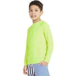 Lands' End Boys' Swim UPF 50+ Long Sleeve Sun Tee Rash Guard Shirt (Large, Safety Yellow)