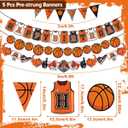 Basketball Happy Birthday Banners, 5 Pcs Pre-strung Basketball Birthday Party Decorations, Basketball Garland Bunting, Sports Theme Party Decorations, Birthday Decor for Boys