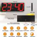 CHKOSDA LED Large Digital Wall Clock, Oversize Wall Clock with 6 Numbers, Remote Control Count up/Countdown Timer Clock, Auto Dimmer, Big Calendar and Thermometer(Red)