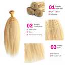 #613 Blonde Bundles Human Hair Yaki Straight Bundles 30 30 30 Inch Honey Blonde Kinky Straight 3 Bundle Unprocessed Brazilian Virgin Hair 50 Gram Per Bundle Deals Quick Weave Hair Extensions
