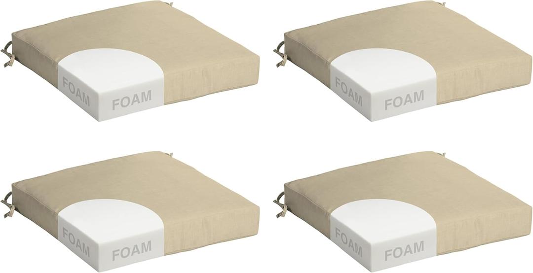 ARDEN Outdoor Seat Cushion, Foam, 4-Pack, 19x19, Tan