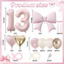 40 Inch Dusty Pink 13 Number Balloon for Girls 13th Birthday Decorations Blush Light Pink Gold Beige Latex Balloons Bow Heart Foil Balloon for Boho 13 Year Old Birthday Anniversary Party Decorations