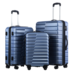 Coolife Expandable Suitcase Luggage set PC ABS TSA Lock Spinner Carry on 3 Piece Sets (blue)