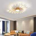 Ceiling Light Modern Flower Shape Ceiling Lamp for Living Room Dining Room Flush Mount Metal Acrylic Sputnik Firework Petal LED Lighting Fixture (Matte Gold, 28+1 Lights)