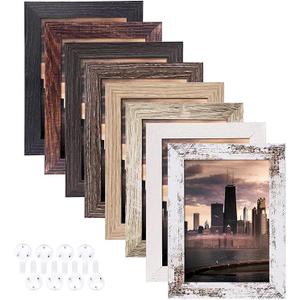 5x7 Picture Frames Set of 8, Rustic Picture Frames Multi Wood-Color,Vertical and Horizontal Formats for Wall Hanging and Tabletop Display,Perfect for Rustic Home & Office Decor 5x7 Picture Frames Set of 8, Rustic Picture Frames Multi Wood-Color,Vertical and Horizontal Formats for Wall Hanging and Tabletop Display,Perfect for Rustic Home & Office Decor