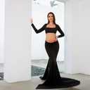 Bhome Maternity Dress for Photoshoot Cut-Out Backless Side Split Maternity Maxi Gown for Photoshoot (XL)
