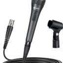 CAROL AC-910S XLR Wired Vocal Microphone  Dynamic Cardioid Mic with AHNC Dual-Engine Noise Cancelling Tech for Singing, Karaoke, Stage & Studio, Includes Mic Clip, 14.8ft XLR Cable & On/Off Switch (Gray)