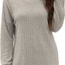 Sweater for Women Top Oversized Fashion Sweater Soft Striped V Neck Long Sleeve Pullover Sweatshirt (XL)