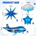 10 Pcs Large Airplane Party Balloons Set, Airplane Themed Foil Mylar Balloons for Baby Shower Toys Themed Party Birthday Decoration Supplies(Blue)