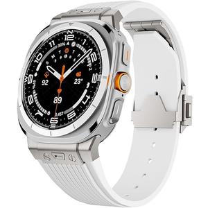 Compatible with Samsung Galaxy Watch Ultra Band 47mm，Durable Metal Connector with Soft Silicone Sport Strap for Men Women，Rugged Galaxy Watch Ultra Breathable Bands