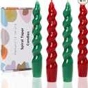LPUSA 7.5 inch Christmas Taper CandlesGreen and Red Spiral CandlesUnscented Candle Sticks and Dripless,Christmas decorations4pcs(Green,Red)