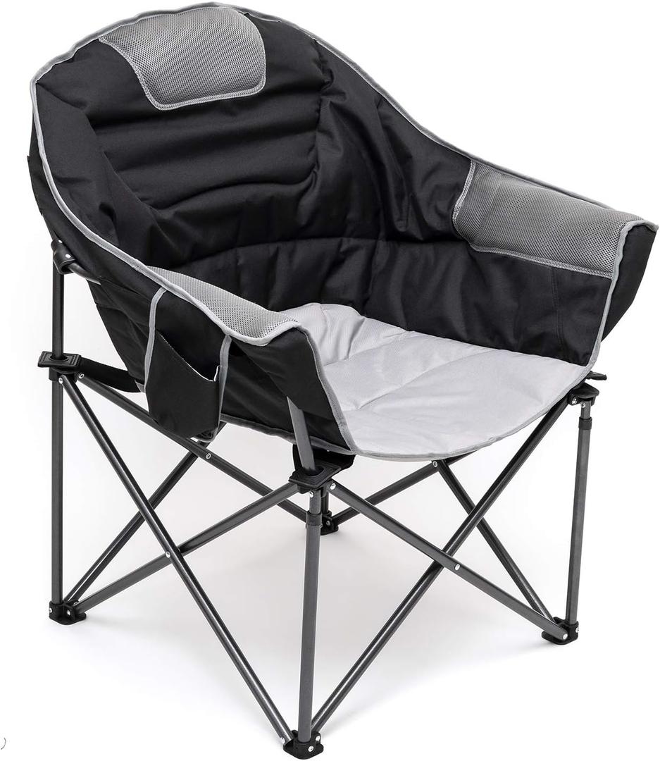 SUNNYFEEL Oversized Camping Chair Heavy Duty 500 LBS Portable Folding Chairs Black Large Sofa Chair for Beach, Trip, Picnic, Lawn, Outdoor Camp Chair for Adults & Carry Bag