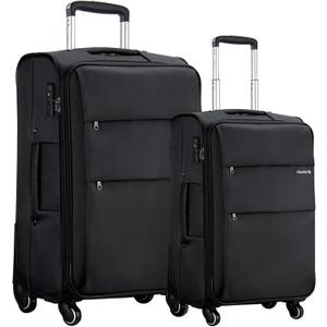 Hanke 20/28 Inch 2 Piece Luggage Sets with Spinner Wheels Expandable Luggage Large Suitcases with Wheels Lightweight Travel Luggage Rolling Suitcase with Lock Softside Checked Luggage.(Dark Gray)