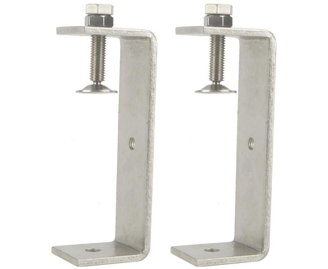 Stainless Steel C Clamps Small 5 Inch for Mounting, Heavy Duty U Clamps for Metal Working, Desk Clamp with Stable Wide Jaw Opening & Protective Pads/I-Beam Design (2pcs)