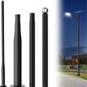Street Light Pole 10ft, Adjustable Outdoor Light Pole for Garden, Yard, Driveway with Rebar Cage Base, Heavy-Duty Rust-Resistant Street Lamp Post for Landscape, Pathway