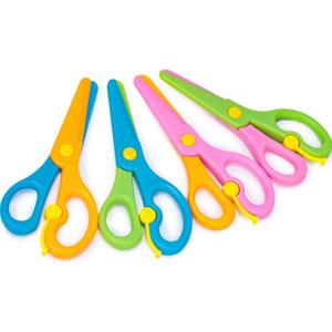 LOVESTOWN Toddler Safety Scissors, 4 PCS Blunt Tip Scissor Preschool Training Art Supplies for Kids, Anti-Pinch Design, Child Hand Eye Coordination Development, Playdough Tools Crafts Essentials (Blue,Orange,Pink,Green)