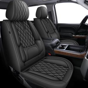 AOMSAZTO Silverado seat Covers Custom Fit Chevy Silverado GMC Sierra 2007-2025 2026 1500 2500hd 3500hd Truck Waterproof Seat Protector(5 Seats,Black)