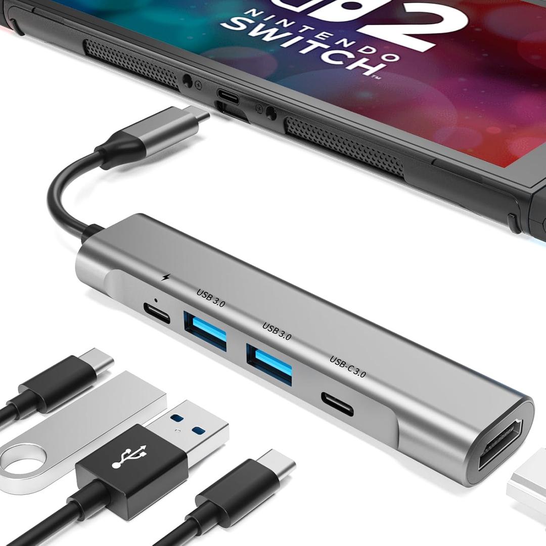 RREAKA Switch TV Docking Station for Nintendo Switch 2/Switch/Switch OLED, Portable Travel Dock Replacement with 4K 60Hz HDMI/PD 100W/USB3.0 Port for Official Nintendo Switch