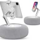 Viozon Tablet Stand Pillow, Compatible with 4.7"-13" Phone/Tablet, iPad, iPhone, Samsung, Google, Kindle, 360Adjustable Phone Holder for Bed with Soft Plush Fabric, and Detachable Bowl, Grey