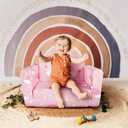 Kids Couch, 2-in-1 Toddler Sofa Fold Out, Soft Toddler Chair for Boys and Girls, Convertible Sofa to Lounger- Ideal for Napping, Reading, and Playing (Pink Unicorn)