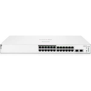 HPE Networking Instant On Switch Series 1830 24-Port Gb Smart-Managed Layer 2 Ethernet Switch with PoE | 24x 1G | 2X SFP | 12x CL4 PoE (195W) | Fan-Less | US Cord (JL813A#ABA)