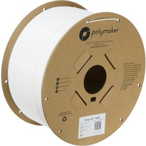 Polymaker 3kg ABS Filament 1.75mm White, 3D Printer Filament 1.75mm Heat Resistant - PolyLite White ABS 3D Printing Filament 1.75mm Cost Effective Large Spool, Strong & Durable