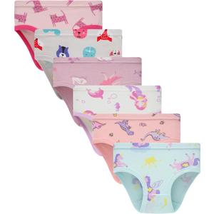 Hahan Girls Soft Panties Toddler Girls Cotton Underwear Kids Briefs (5, Gray Pink Purple) 6Pack