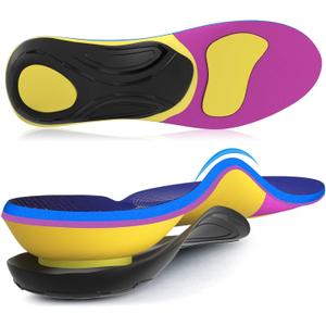 Arch Support Plantar Fasciitis Insoles: Fit Geno Orthotics Inserts for High Arch Pain Relief  Heavy Duty Shoe Inserts for Women & Men 220lbs+  for Work Boots & Sneakers (Women's 12-13 / Men's 10-11) (Orange)