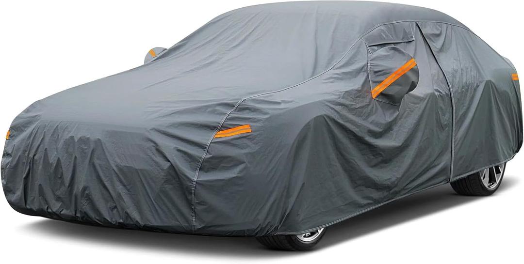 16 Layers Car Cover Waterproof All Weather, Heavy Duty Full Exterior Cover Universal Fit Sedan Toyota Corolla/Prius, Honda Civic, vw Jetta, Kia Forte, Nissan Sentra, Hyundai Elantra etc. (1 Fit Sedan Length 178-185 inch)
