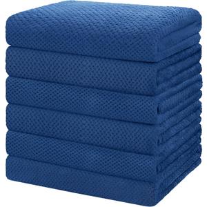 HOMEXCEL 6 Pack Bath Towel Set, (24 x 48 Inches) Microfiber Ultra Soft Highly Absorbent Bath Towels, Lightweight and Quick Drying Towels for Hotel, Bathroom, Spa and Beauty Parlor, Blue