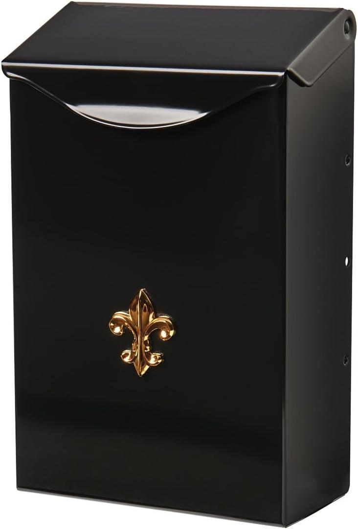 Architectural Mailboxes City Classic Vertical Wall-Mounted Mailbox for Outside, Rust-Resistant Galvanized Steel Metal Small Mail Box, Black