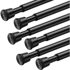 Tension Curtain Rod Spring Tension Black 28-46Inch adjustable Curtain Rod 6PCS small Tension Rod of Small Window Cupboard Kitchen Closet