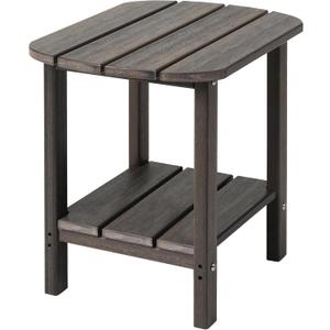 LZRS Double Adirondack Side Table, Outdoor Side Tables, End Tables for Patio, Backyard,Pool, Indoor Companion, Easy Maintenance & Weather Resistant(Brown Mixture)