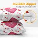 Valentines Day Pillow Covers 18x18 Set of 2 White Pink Heart Throw Pillow Covers Love Pillowcase Linen Decoration Farmhouse Holiday Cozy Soft Cushion Case Couch for Indoor Outdoor Home Decor