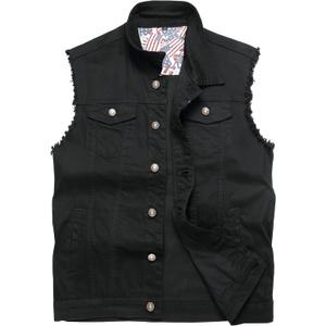 Men's Denim Vest,Sleeveless Jacket Slim Fit Vintage Casual Ripped Summer Jean Vest for Men (XX-Large, 918 Black)