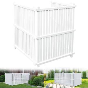 Air Conditioner Fence 36" W X 45" H Trash Can Fence Pool Equipment Enclosure Vinyl Privacy Fence Outdoor No Dig Privacy Fence 3 Panels with Metal Stake, White