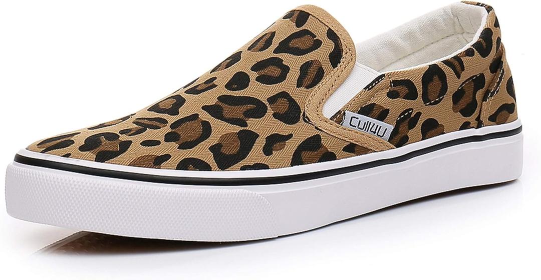 Cull4U Women's Classic Slip On Trainer Shoes (9, Leopard)