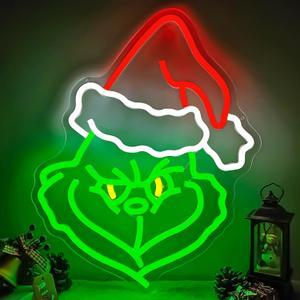JanHune Christmas Neon Sign Cartoon Christmas Neon Light Sign immable LED Signs for Wall Light Up Signs for Home Party Neon Wall Light Decor Xmas Gift