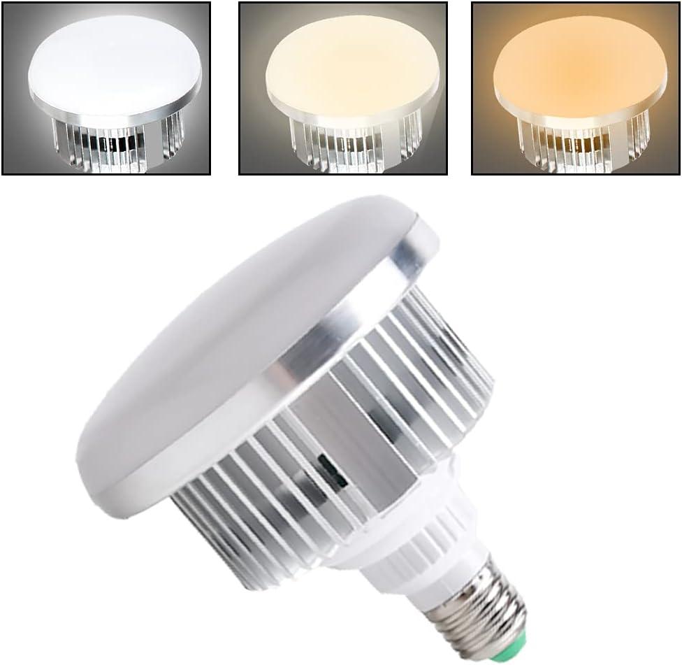 85W Light Bulb Dimmable Tricolor LED Bulbs 5500K Spiral Softbox Bulb in E27 Socket for Photography Photo Video Studio Lighting White Warm Cold1 Pack