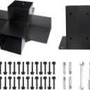 Pergola DIY Kit.4"x4"(Inner Size:3.5"x3.5") 5-Way Woodwork Bracket & Post Achor,Black Powder-Coated Elevated Wood Stand Kit for Wood Beams,Pergola,Gazebo