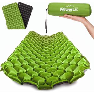POWERLIX Ultralight Sleeping Pad for Camping with Inflating Bag Compact Lightweight Camping Mat, Outdoor Backpacking Hiking Traveling Airpad Camping Air Mattress Sleeping Mat (Green & Black)