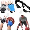 Basketball Dribbling Finger Training Anti Grip Ball Handle Train Gloves, Basketball Goggles Dribble Dribbling Eyewear Glasses Goggles for Kids Youth Adult Adolescent Golf Rugby Soccer