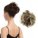 Human Hair Bun - Real Human Hair Bun Extensions for Women - Highlight Hair Bun Hairpieces Real Hair Bun Scrunchies Updo Chignons Bun Hair Pieces Daily - Medium Brown & Light Blonde