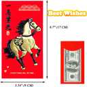 Chinese New Year Red Envelopes Lunar New Year Envelopes Red Envelope Horse 2026 Li Xi Lucky Money Best Wishes Envelope Black Gold 36 Pcs Large