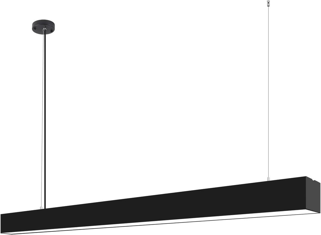 5570 4-FT Linear LED Light, 2.4G Remote Control Linear Pendant Light Fixture. Adjustable Color Temperature of 3000-6000K,Hanging, Office Shop Light,Black